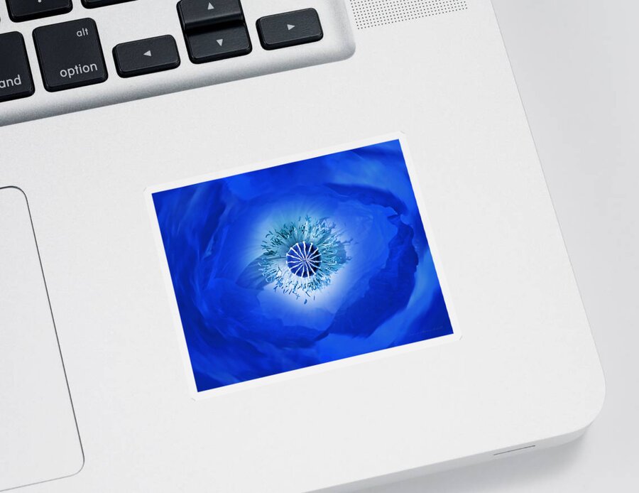 Poppy Sticker featuring the photograph Macro Blue Poppy Flower Abstract by Jennie Marie Schell