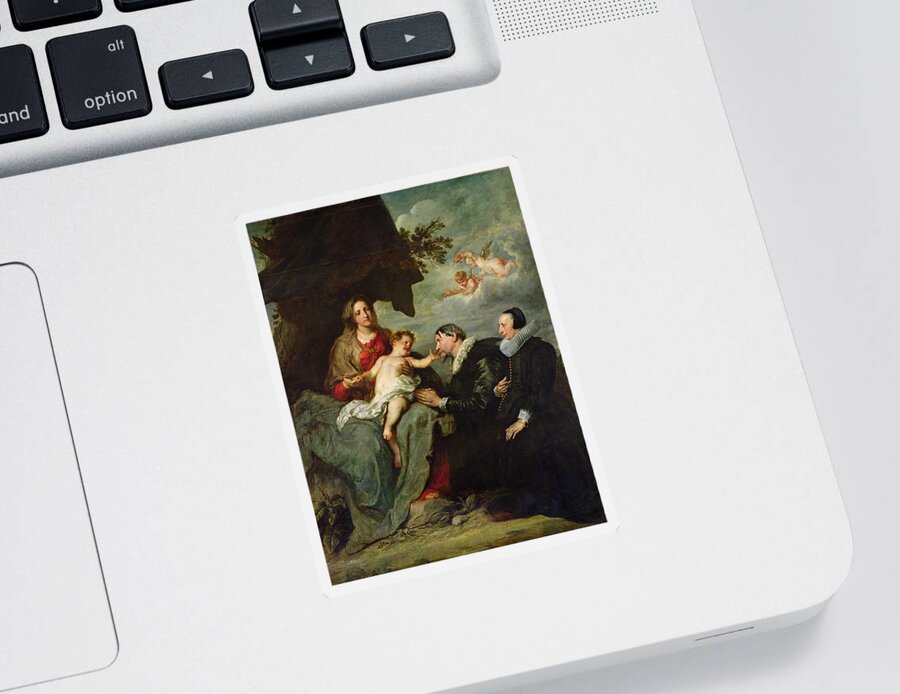 Putti Sticker featuring the photograph Madonna And Child With Donors Oil On Canvas by Anthony van Dyck