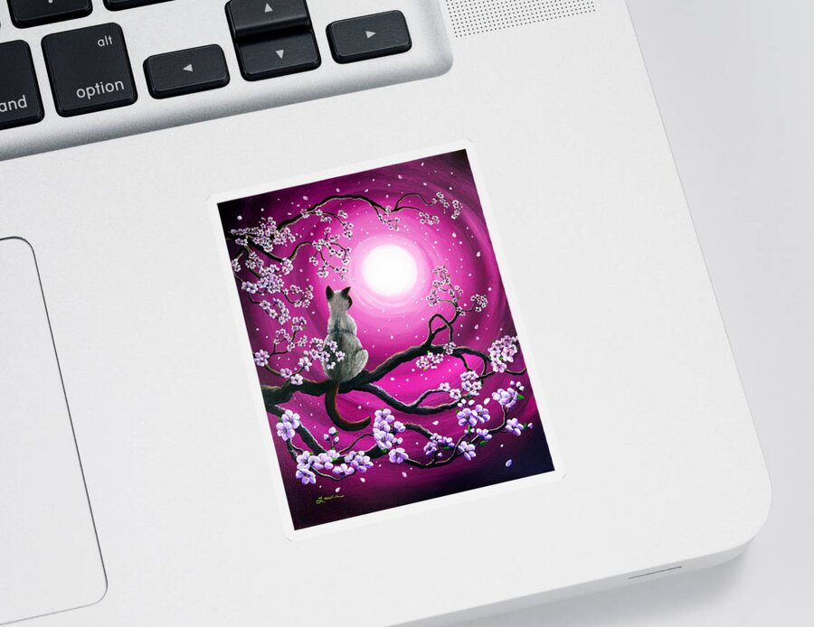 Japanese Sticker featuring the painting Magenta Morning Sakura by Laura Iverson