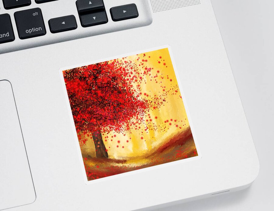 Four Seasons Sticker featuring the painting Majestic Autumn - Impressionist Painting by Lourry Legarde