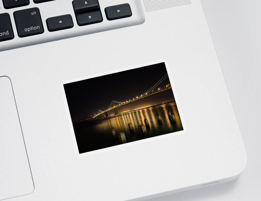 Bridge Night Bay Water Sticker featuring the photograph Majestic Bay Bridge by Mike Gifford