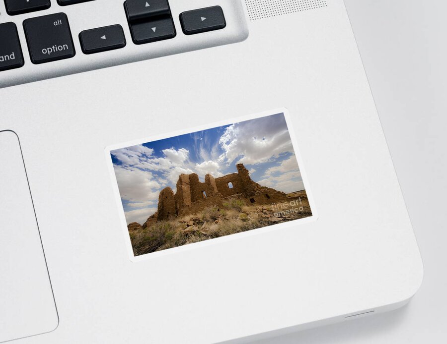 Majestic Blue Sky Sticker featuring the photograph Majestic Blue Sky Over Ancient Pueblo Pintado On Navajo Indian Reservation New Mexico by Jerry Cowart