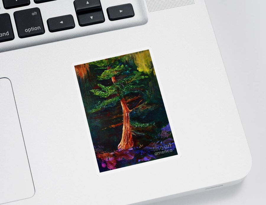 Pine Sticker featuring the painting Majestic Pine by Claire Bull