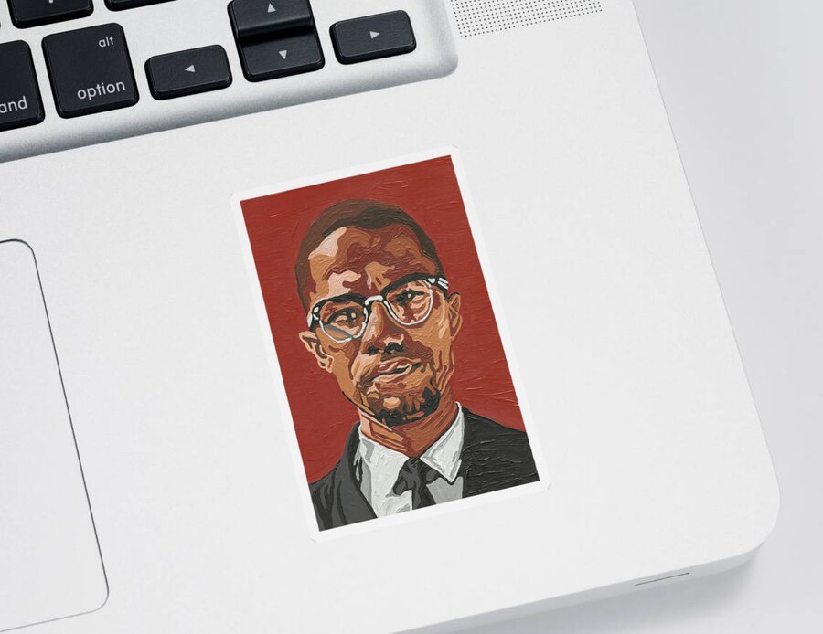 Malcolm X Sticker featuring the painting Malcolm X by Rachel Natalie Rawlins