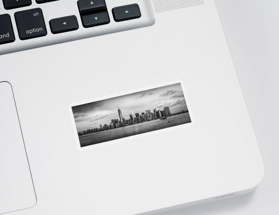Manhattan Sticker featuring the photograph Manhattan Skyline Black and White by David Morefield
