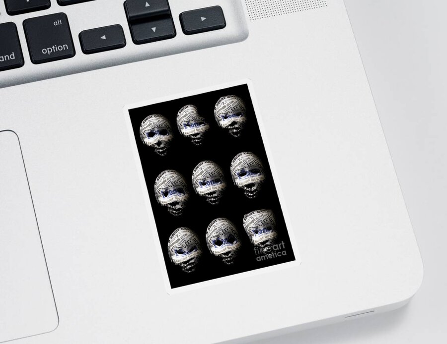 Identity Sticker featuring the photograph Many faces of identity fraud by Simon Bratt