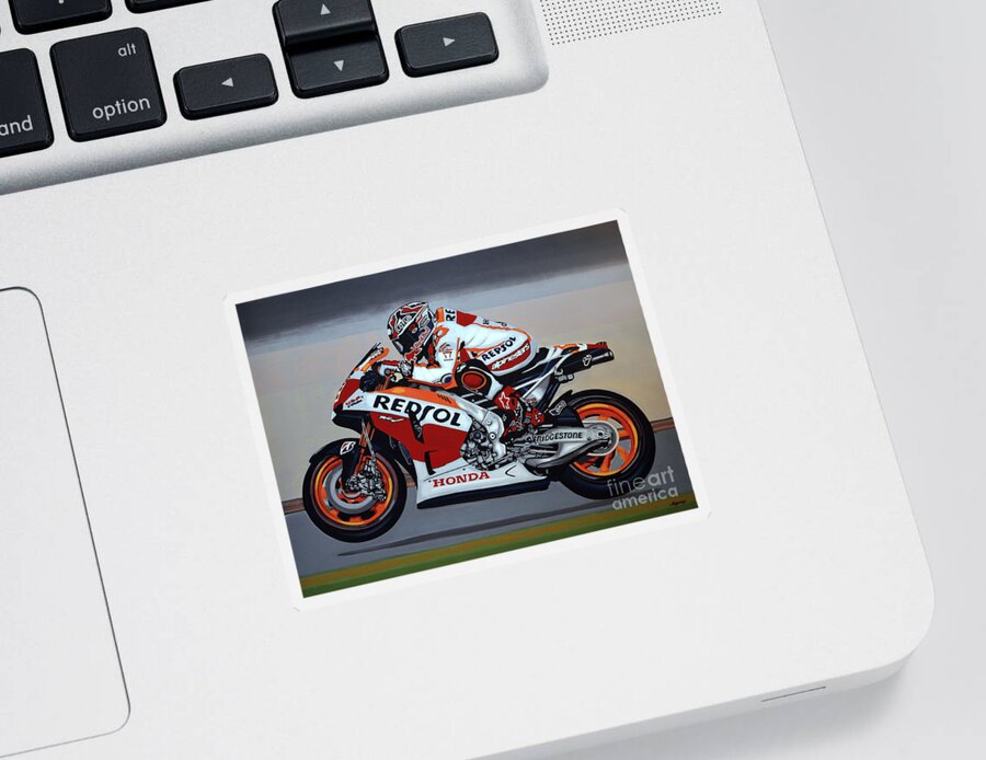 Marc Marquez Sticker featuring the painting Marc Marquez by Paul Meijering