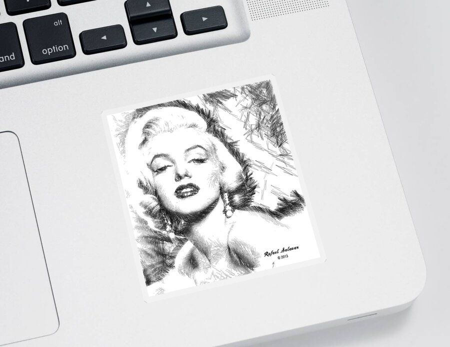 Marilyn Monroe Sticker featuring the digital art Marilyn Monroe - The One and Only by Rafael Salazar