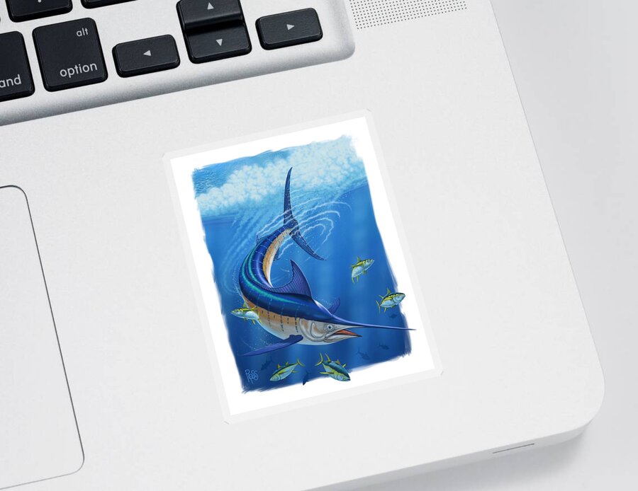 Marine Sticker featuring the digital art Marlin by Scott Ross