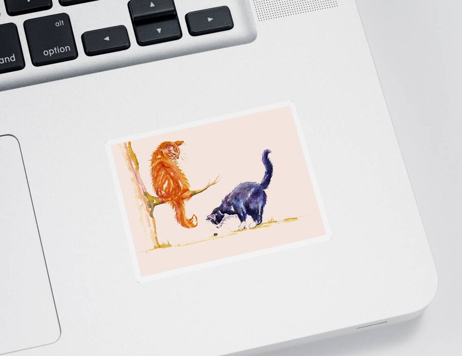 Cats Sticker featuring the painting Marmalade and Tuxedo by Debra Hall