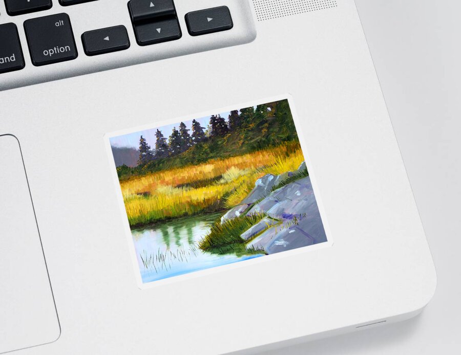 Oregon Sticker featuring the painting Marsh by Nancy Merkle