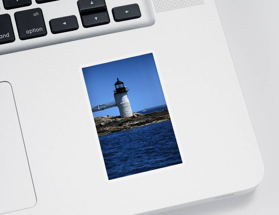 Lighthouse Sticker featuring the photograph Marshall Point Surrounded by Blue by Karol Livote
