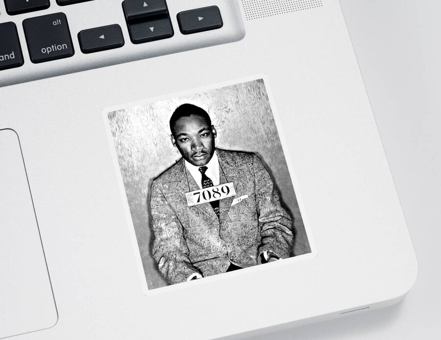 Martin Luther King Mugshot Sticker featuring the photograph Martin Luther King Mugshot by Digital Reproductions