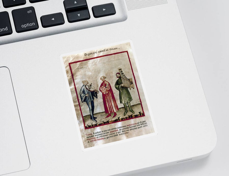 15th Century Sticker featuring the painting Medieval Musicians by Granger