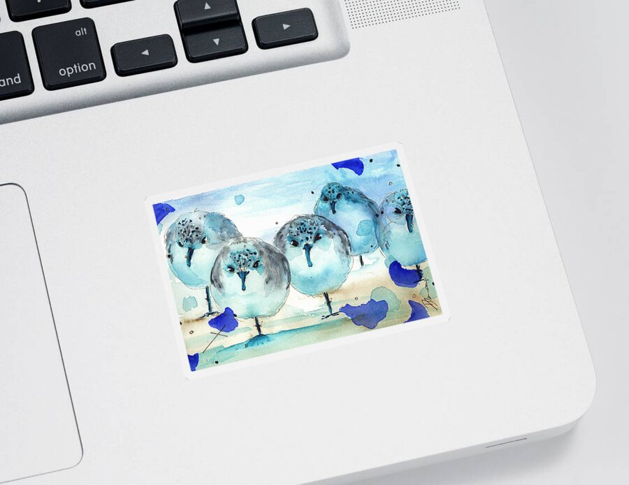 Sanderlings Sticker featuring the painting Meet the Sanderlings by Dawn Derman