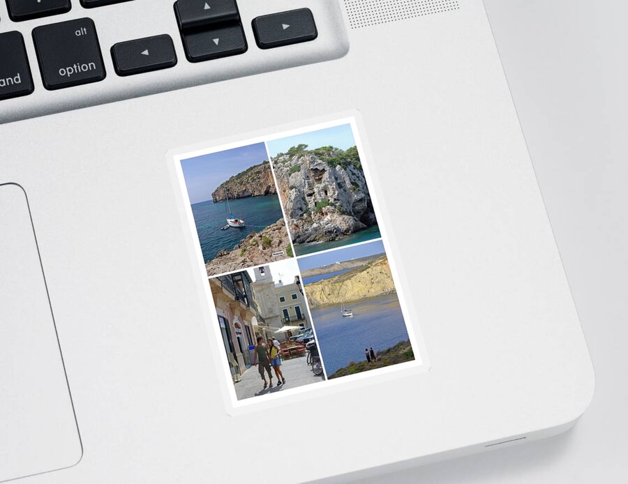 Balearic Islands Sticker featuring the photograph Menorca Collage 02 - Labelled by Rod Johnson