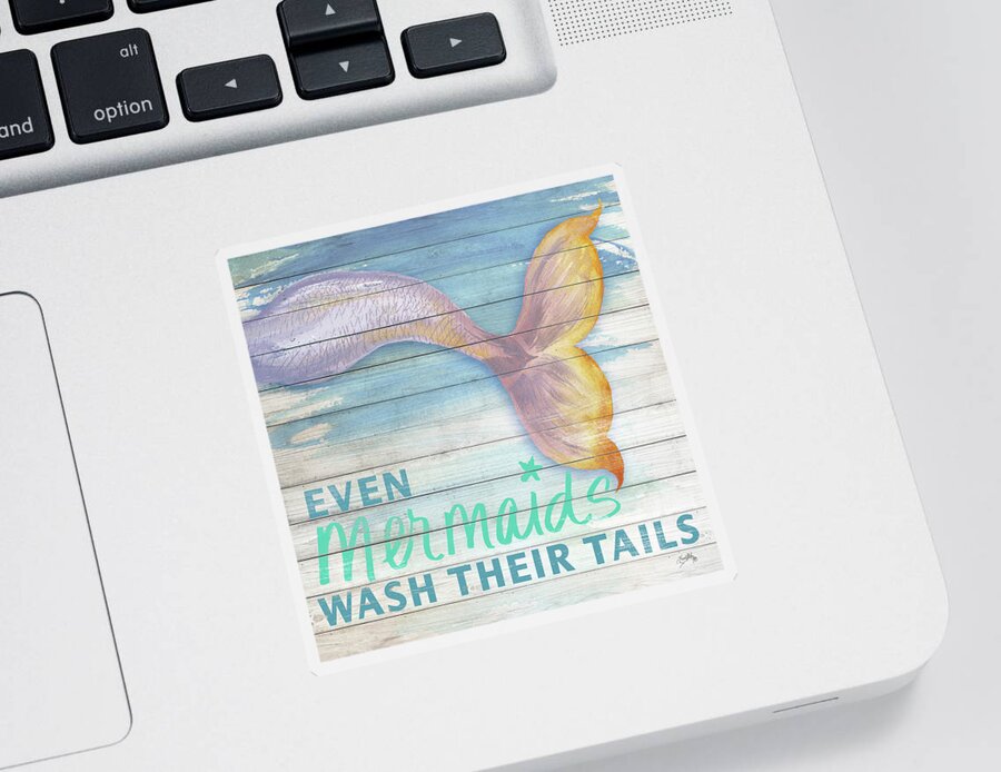 Mermaid Sticker featuring the painting Mermaid Bath II by Elizabeth Medley