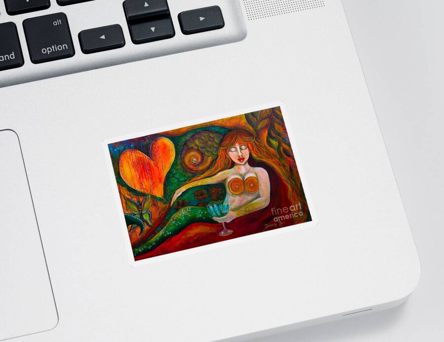 Mermaid Art Sticker featuring the painting Mermaid Musing by Deborha Kerr