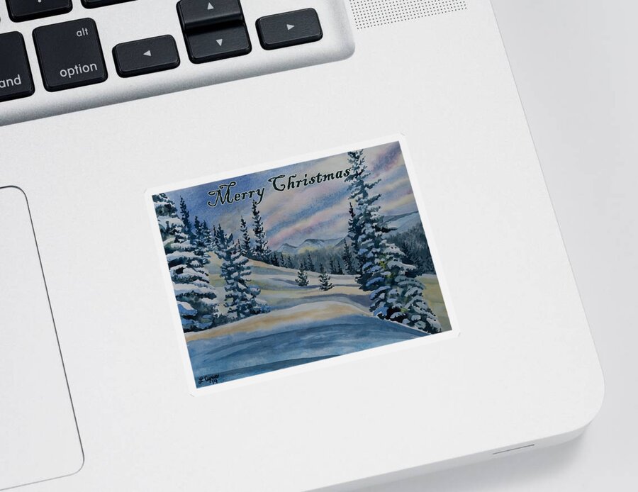 Happy Holidays Sticker featuring the painting Merry Christmas - Winter Landscape by Cascade Colors