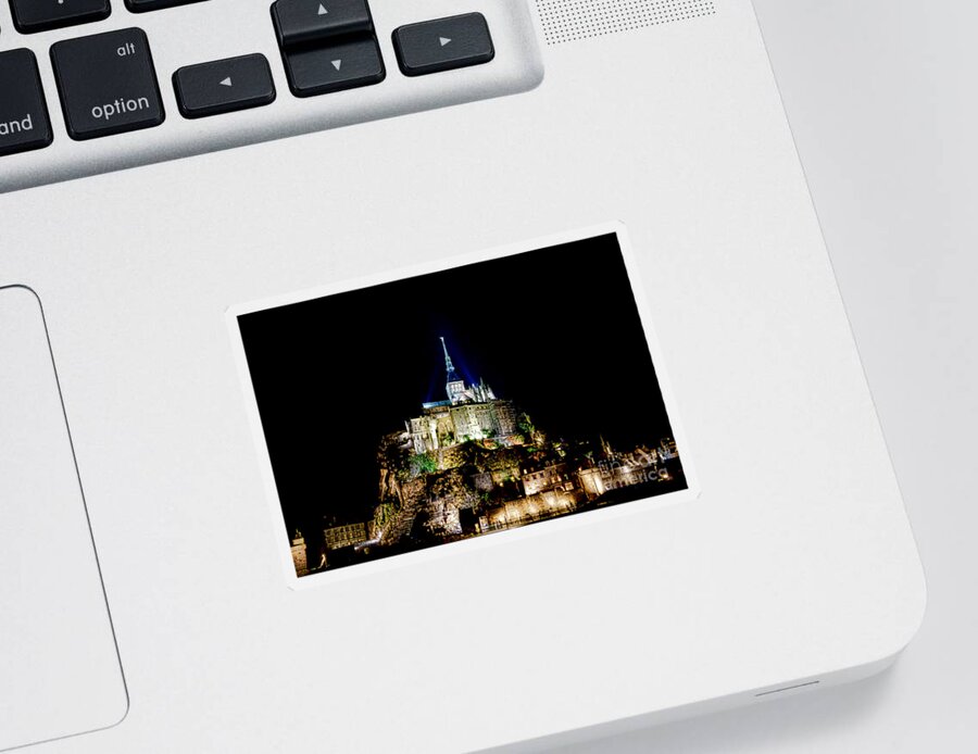 France Sticker featuring the photograph Midnight Mont Saint Michel by Olivier Le Queinec