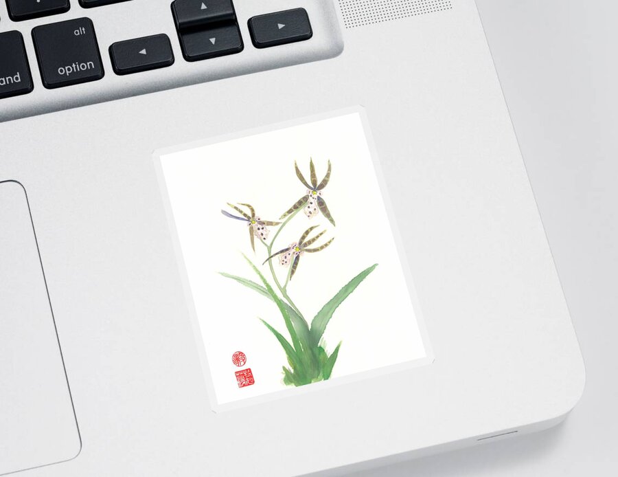 Japanese Sticker featuring the painting Miltonia Orchid by Terri Harris