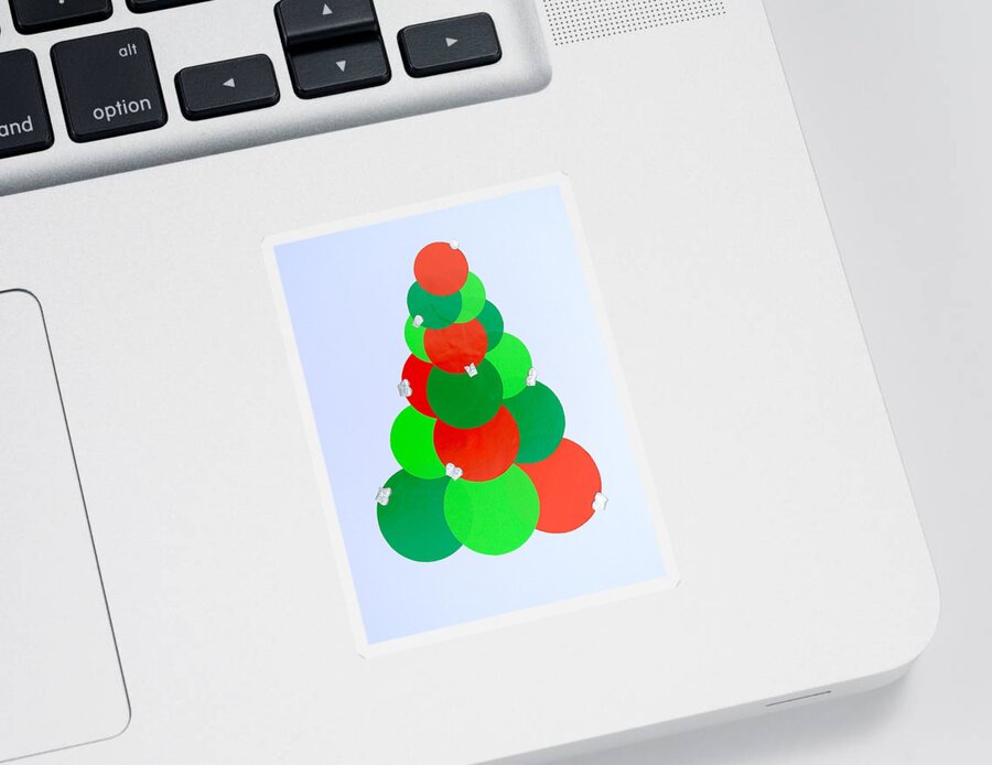 Christmas Card Sticker featuring the mixed media Mod Christmas Tree by Michele Myers