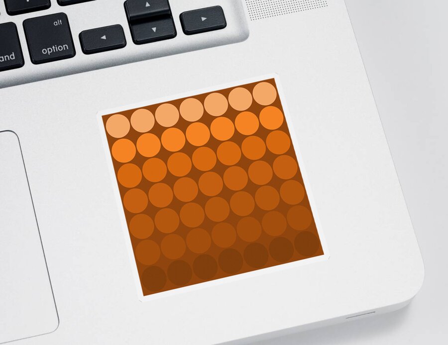 Mod Pop Sticker featuring the digital art Mod Pop Mid- Century Orange brown by Denise Beverly