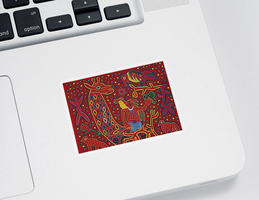 Applique Sticker featuring the photograph Mola Textile, Panama by George Holton