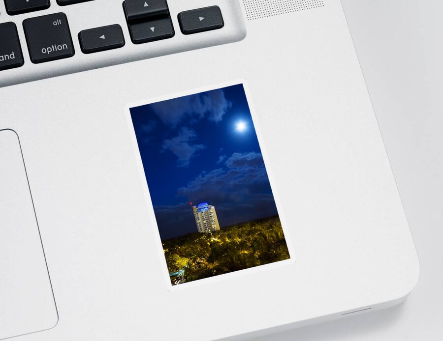 Ft. Lauderdale Sticker featuring the photograph Moon Over Ft. Lauderdale by Mark Andrew Thomas