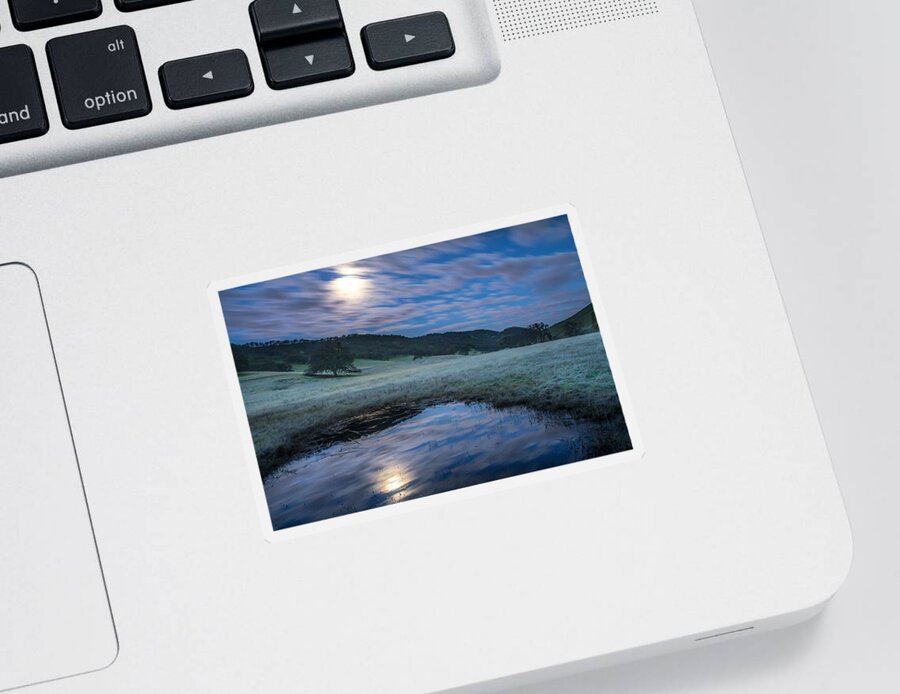 Landscape Sticker featuring the photograph Moon Reflection Before Sunrise by Marc Crumpler