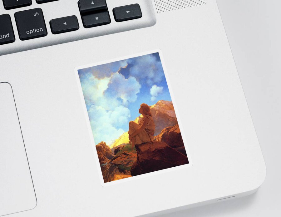 Maxfield Parrish Sticker featuring the painting Morning Spring by Maxfield Parrish