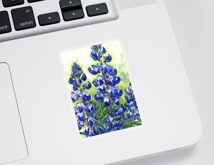 Flowers Sticker featuring the painting Mountain Blues Lupine Study by Barbara Jewell