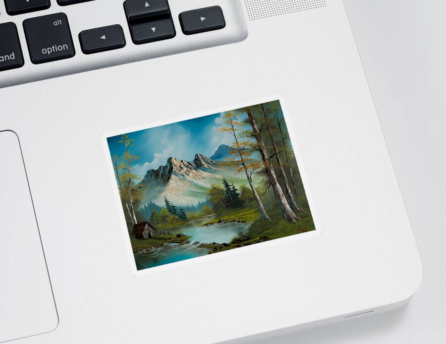 Landscape Sticker featuring the painting Mountain Retreat by Chris Steele