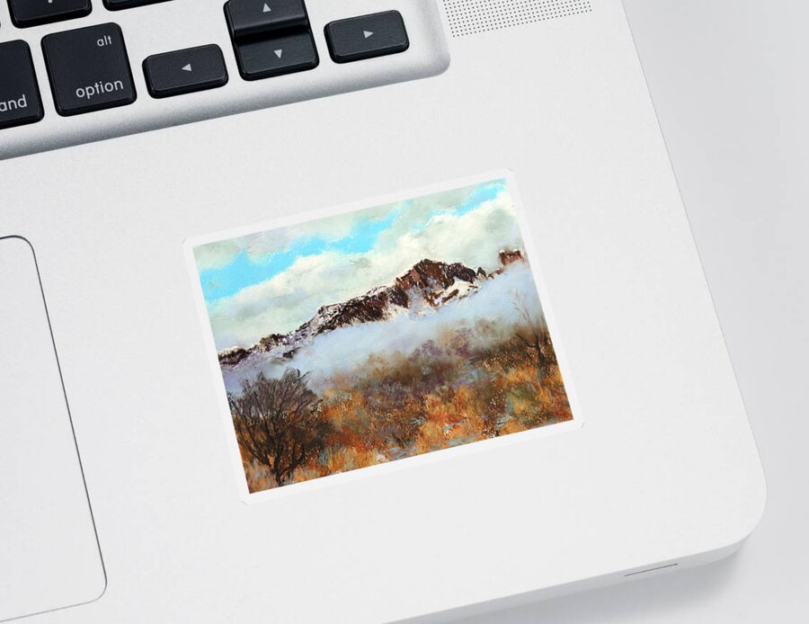 Mountain Sticker featuring the painting Mountain Mist by M Diane Bonaparte