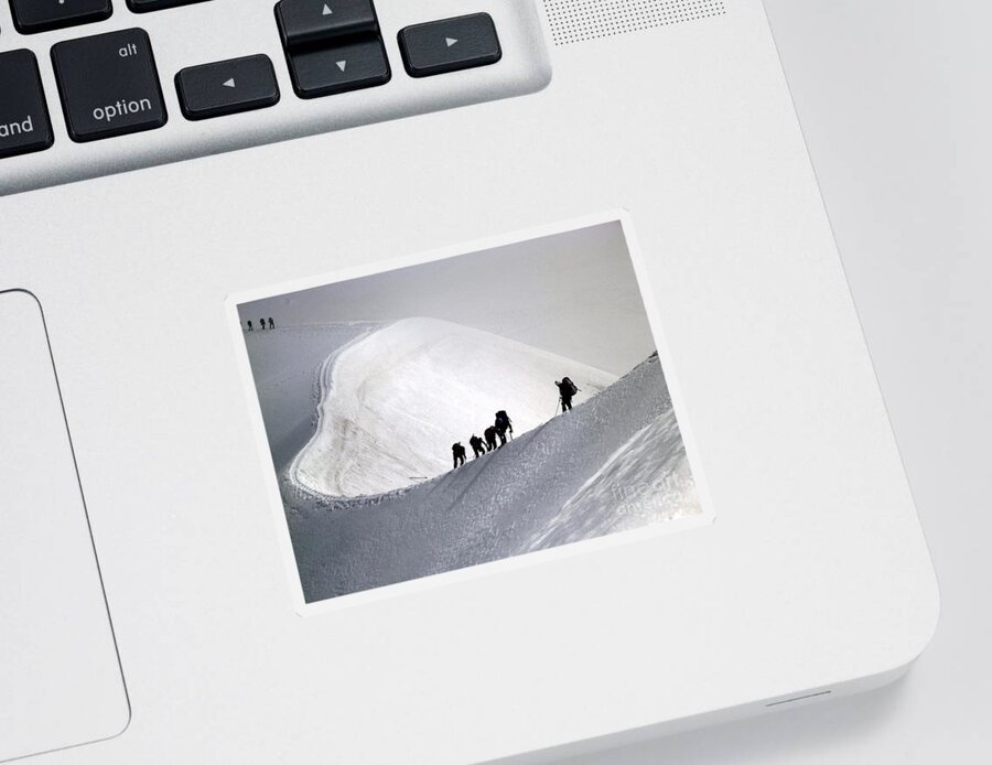 Mountain Sticker featuring the photograph Mountaineers to conquer Mont Blanc by Cristina Stefan