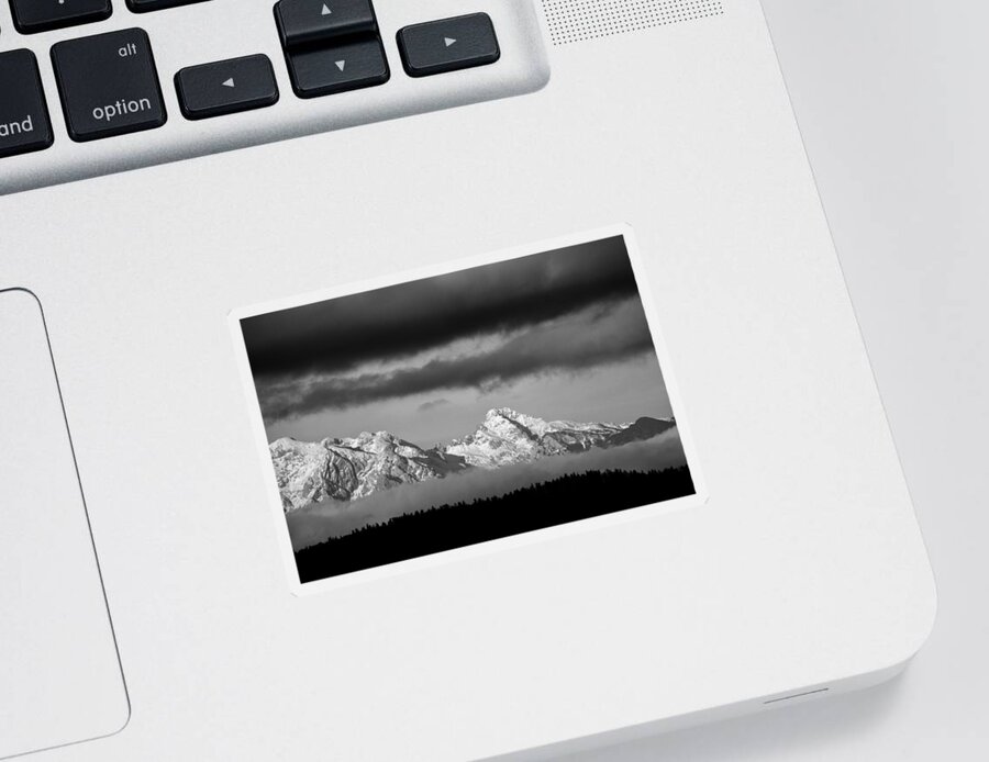 Cloudscape Sticker featuring the photograph Mountains and clouds by Ian Middleton