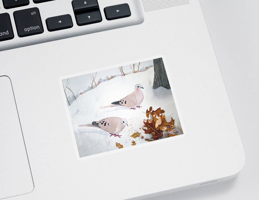 Mourning Doves Sticker featuring the painting Mourning Doves by Laurel Best