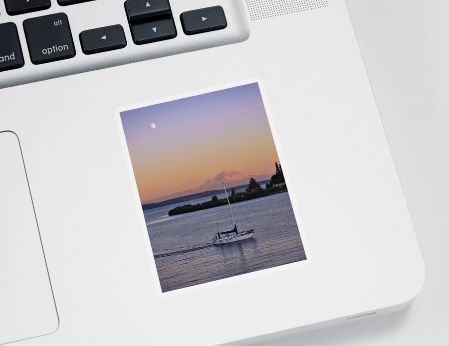 3scape Photos Sticker featuring the photograph Mt. Rainier Afterglow by Adam Romanowicz