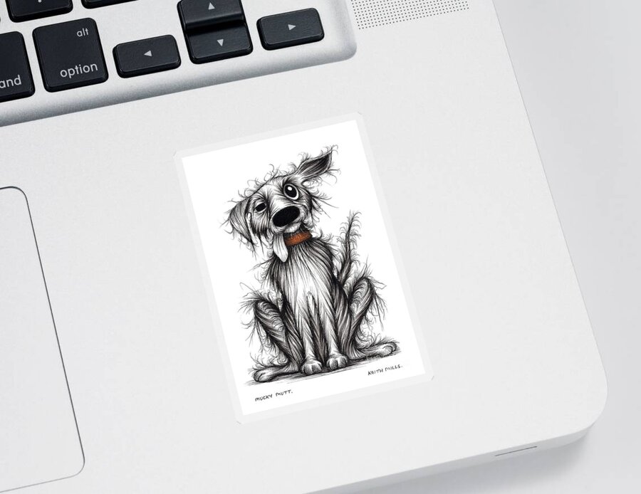 Dog Sticker featuring the drawing Mucky mutt by Keith Mills
