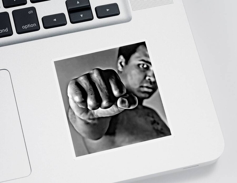 Sport Sticker featuring the painting Muhammad Ali Fist by Florian Rodarte