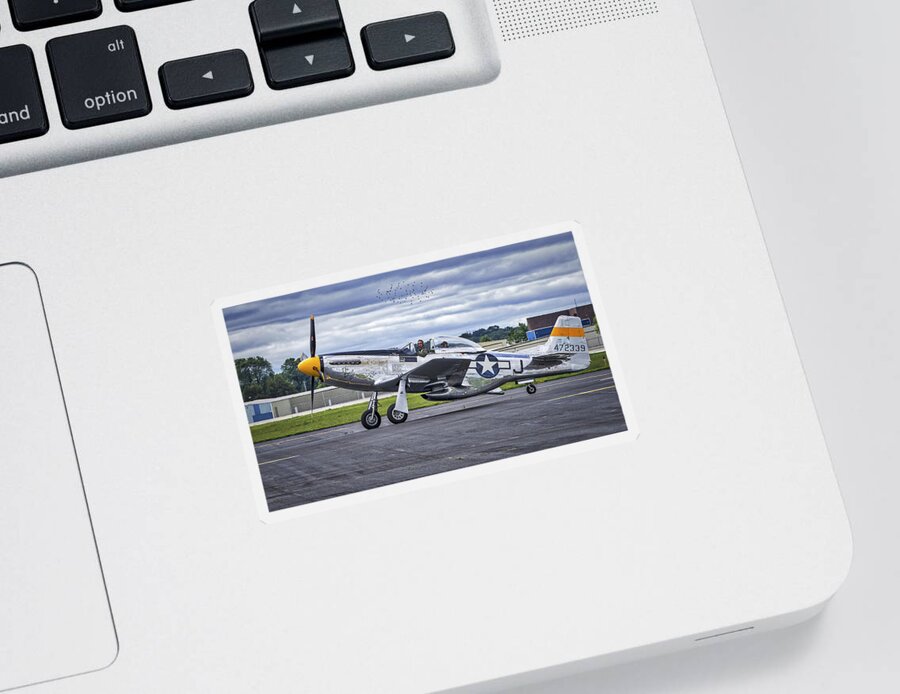 Airport Sticker featuring the photograph Mustang P51 by Steven Ralser