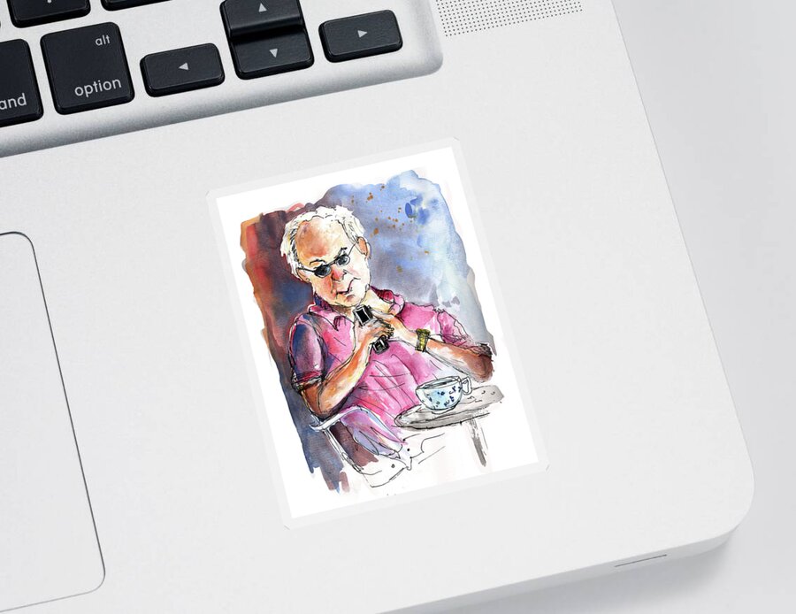 Portraits Sticker featuring the painting My Mobile and Me by Miki De Goodaboom
