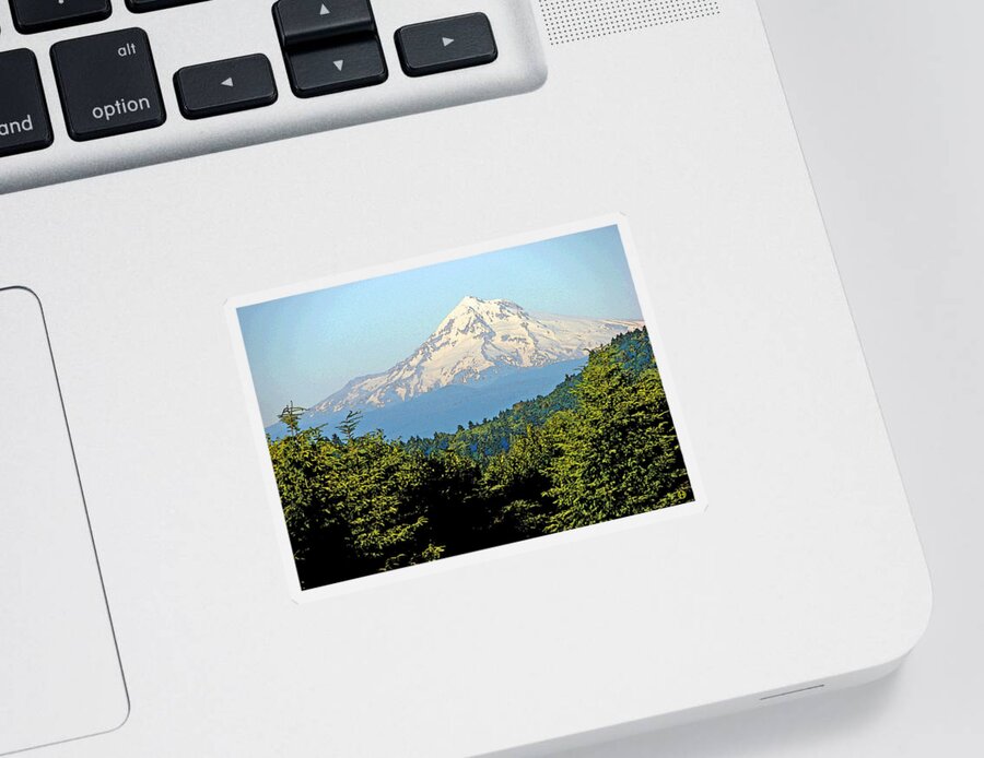 Mt. Hood Sticker featuring the digital art Mystical Mt. Hood by Gary Olsen-Hasek