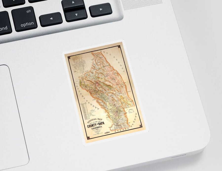 Napa Valley Map Sticker featuring the photograph Napa Valley Map 1895 by Jon Neidert