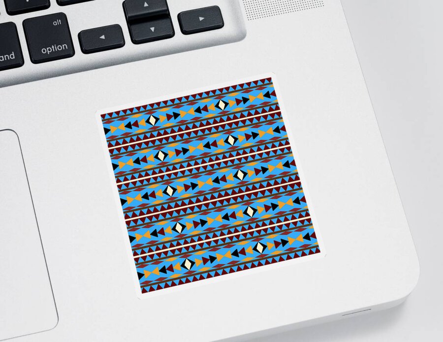 Navajo Sticker featuring the mixed media Navajo Blue Pattern by Christina Rollo
