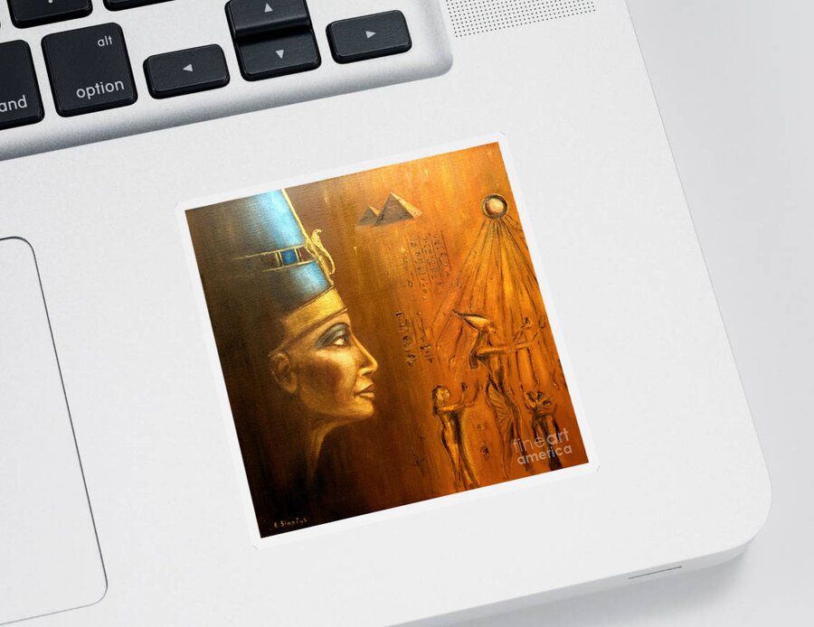 Queen Of Egypt Sticker featuring the painting Nefertiti by Arturas Slapsys