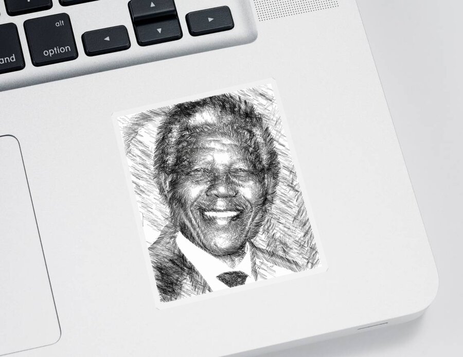 Nelson Mandela Sticker featuring the digital art Nelson Mandela by Rafael Salazar