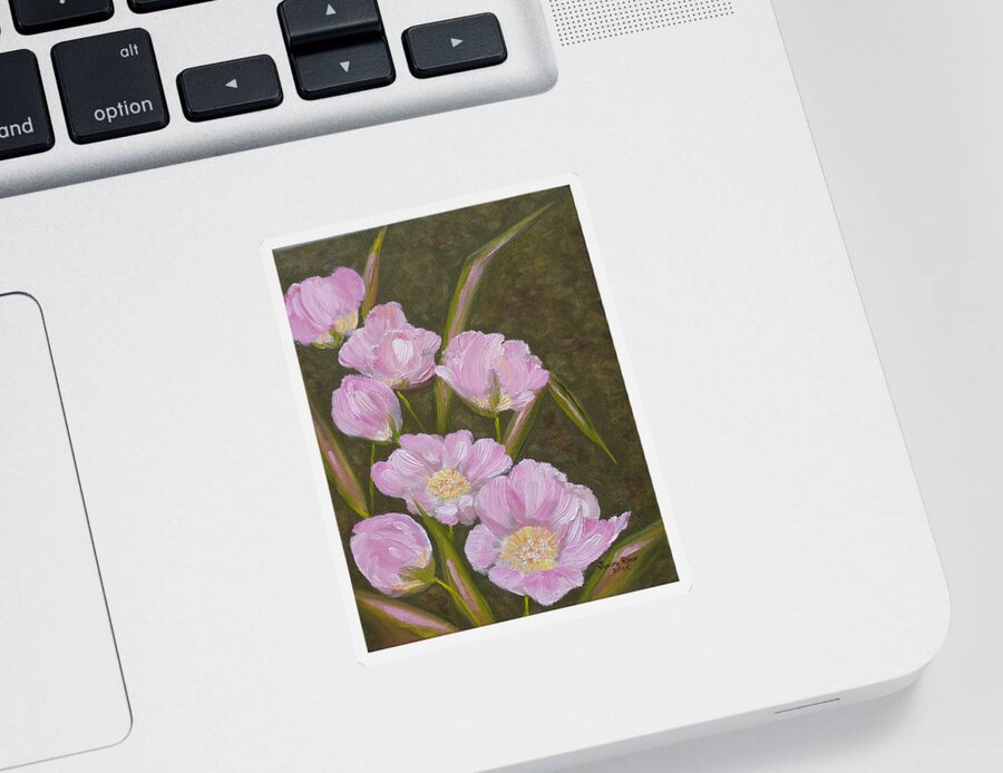 Flowers Sticker featuring the painting Nettie's Gift by Judith Rhue