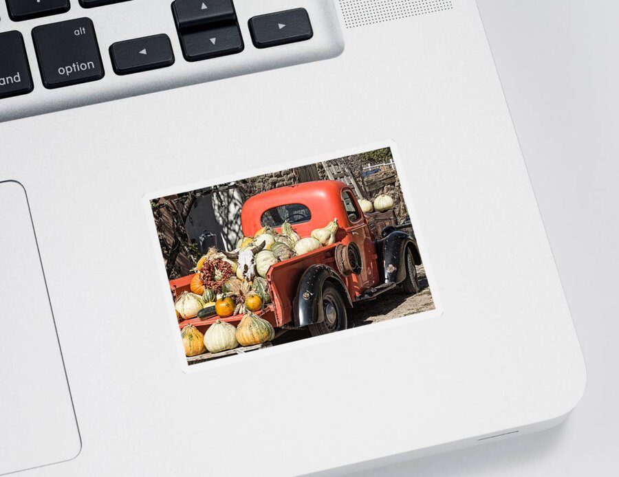 Steven Bateson Sticker featuring the photograph New Mexico Fall Harvest Truck by Steven Bateson