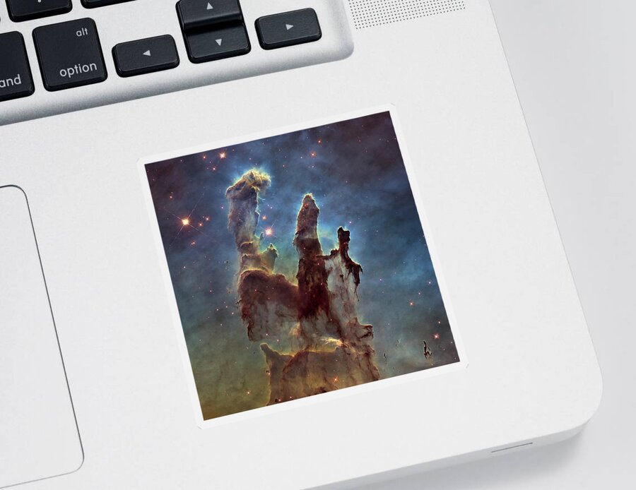 3scape Sticker featuring the photograph Hubble Pillars of Creation HD Square by Adam Romanowicz